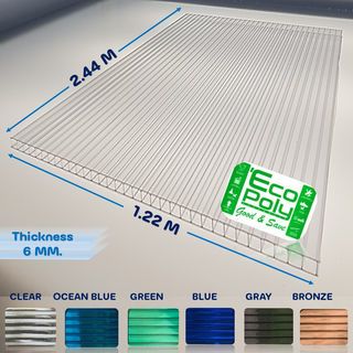 ECOPOLY แผ่นโพลีคาร์บอเนตB หนา 6มม. ขนาด 1.22 x 2.44 เมตร สีใส