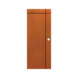 WELLINGTAN ประตูยูพีวีซีปิดผิวลามิเนต บานทึบเซาะร่องเส้นดำ REVO LWMNR002 80x200ซม. ORANGE TEAK (เจาะรูลูกบิด)