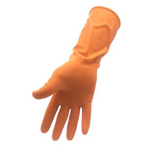 POLY-BRITE ถุงมือยางธรรมชาติ ขนาด 16x14 ซม. รุ่น SOFTY SIZE M สีส้ม