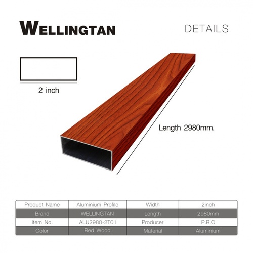 WELLINGTAN อะลูมิเนียมโปรไฟล์ ALU2980-2T01 2”x 298ซม. Red Wood