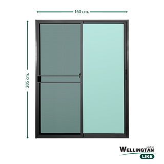 WELLINGTAN (LIKE) ประตูบานเลื่อน สีดำ160 x 205 ซม. พร้อมมุ้ง W-AL/015 BL