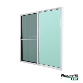 WELLINGTAN (LIKE) ประตูอะลูมิเนียม บานเลื่อน SS W-AL/008 WH 200x205ซม. สีขาว พร้อมมุ้ง