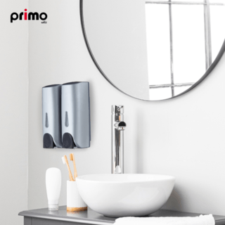 Primo ที่กดสบู่เหลว 2 ช่อง รุ่น TM-17 ความจุ 350x2 มล. สีเทาอ่อน