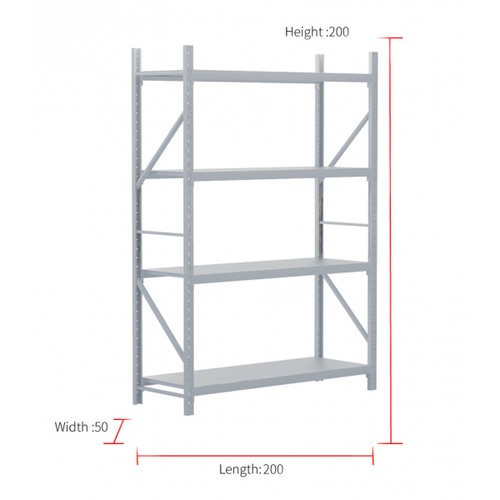 (1/3) Hummer ชั้นวางของอเนกประสงค์เหล็ก 4 ชั้น 50x200x200 ซม. UZY008-1-WH สีขาว