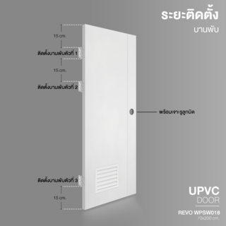 WELLINGTAN ประตู UPVC INDOOR REVO 70x200ซม. WPSW018 แว๊คร่อง เกล็ดล่าง สีขาว (เจาะรูลูกบิด)