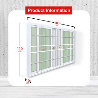RAKANGTHONG (WINKING) หน้าต่างอะลูมิเนียมติดสแตนเลสดัด บานเลื่อน FSSF 180x110ซม. สีขาว พร้อมมุ้ง
