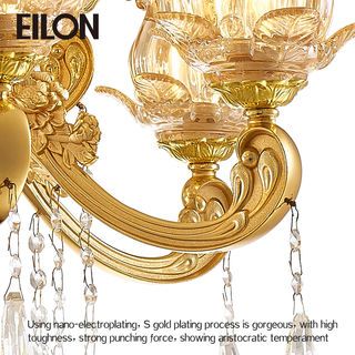 EILON โคมไฟเพดานคริสตัล 72W E14 LED 12หลอด แสงคูลไวท์ รุ่น LD763/12 GOLD