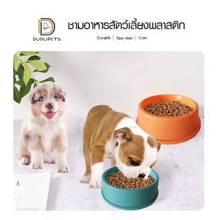 DUDUPETS ชามอาหารสัตว์เลี้ยงพลาสติก 16x18x5.5ซม. รุ่น SPICY-02 สีเขียว