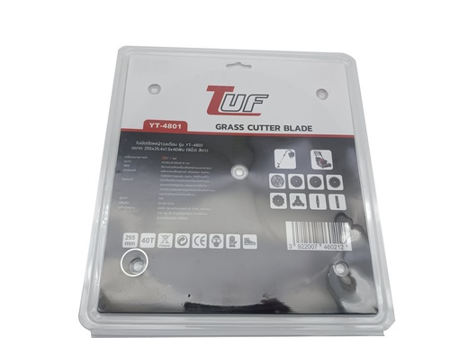 TUF ใบมีดตัดหญ้าวงเดือน รุ่นYT-4801 ขนาด255x25.4x1.3x40ฟัน(10นิ้ว)สีขาว