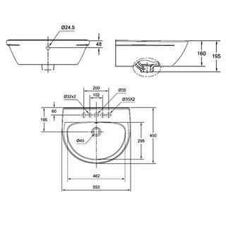 American Standard อ่างล้างหน้าแบบแขวน **ไม่รวมก๊อกน้ำ** รุ่น นีโอโมเดิร์น 0953-WT