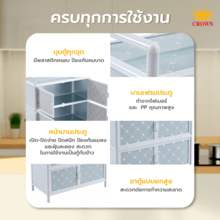 CROWN ตู้อเนกประสงค์ 40x79x108 ซม. ALANO-02 สีขาว