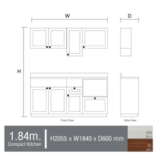 ชุดคอมแพคสีสัก 1.84 ม. Design 3 ZER-C-FT-0C184-TK  KITZCHO