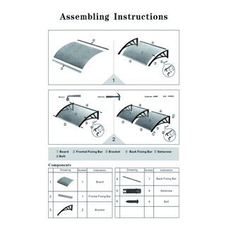 WELLINGTAN ชุดกันสาดโพลีคาร์บอเนต NWT21-1 ขนาด 600x1000x6มม. สีน้ำเงิน