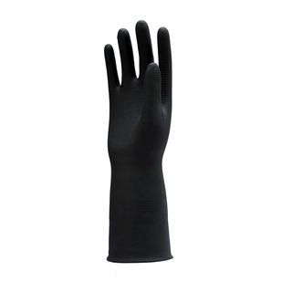 ตราม้า ถุงมือยางธรรมชาติทำความสะอาดทั่วไป แบบยาว 13 นิ้ว Size M สีดำ