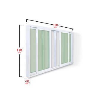 RAKANGTHONG หน้าต่างบานเลื่อนอลูมิเนียม 4 ช่อง 180x110 cm. สีขาว