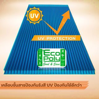 ECOPOLY แผ่นโพลีคาร์บอเนตB หนา 6มม. ขนาด 1.22 x 2.44 เมตร สีฟ้าน้ำทะเล