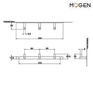 Mogen ขอแขวนผ้าสแตนเลส 3 ขอ รุ่น ACS452   สีโครเมี่ยม