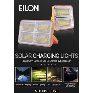 EILON สปอร์ตไลท์โซล่าร์เซลล์แบบพกพา พับได้ 50W รุ่น ESTD-050W-QB3065 แสง3สี+ไฟแสงแดงและสีฟ้า