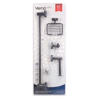 Verno ชุดเซ็ตราวพาดผ้าสเตนเลส304 (4 ชิ้น) รุ่น แมมบา DFYT8001-BKL สีดำ