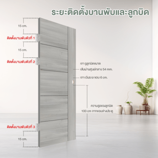 HOLZTUR ประตูปิดผิวเมลามีน HT1 80x200 ซม.  X-GW สีเทาลายไม้