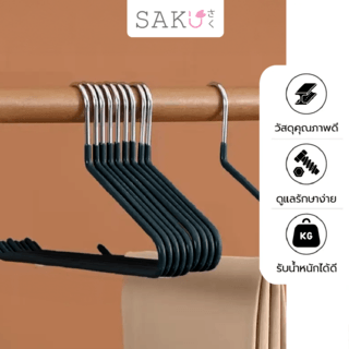 SAKU ไม้แขวนกางเกง  รุ่น VY01-BK  ขนาด 13x35xx0.3ซม. สีดำ แพ็ค 3 ชิ้น