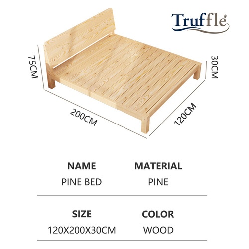 TRUFFLE เตียงไม้สน 3.5 ฟุต รุ่น Cruz-01 ขนาด 120x200x30ซม.  สีไม้