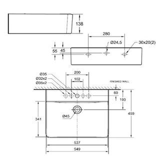 American Standard อ่างล้างหน้าแบบแขวน **ไม่รวมก๊อกน้ำ** รุ่น คอนเซ็ป ควูป TF 0550 WT