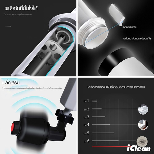 ICLEEAN ปืนอัดแรงดันทะลวงท่อ ขนาด 22.5x22.5x66 ซม. รุ่น TD04 สีขาว