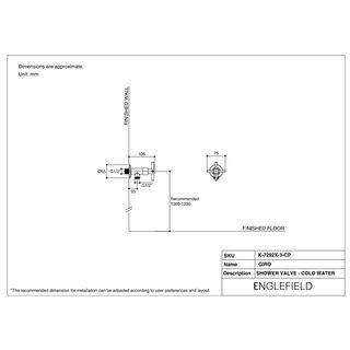 วาล์วเปิด-ปิดน้ำ สำหรับฝักบัวสายอ่อน รุ่นจีโร่ K-7292X-3-CP