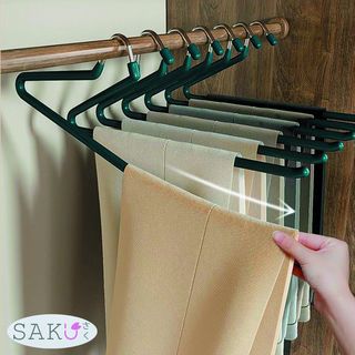 SAKU ไม้แขวนกางเกง  รุ่น VY01-GN  ขนาด 13x35xx0.3ซม. สีเขียว แพ็ค 3 ชิ้น