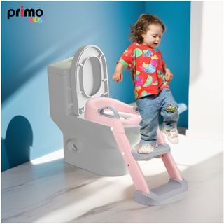 Primo Kids ฝารองนั่งเด็กแบบมีบันได รุ่น E019-009-PK ขนาด 38x40x66 ซม. สีชมพู-เทา