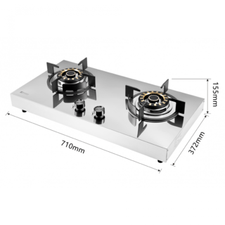 KOCH KITCHEN เตาแก๊สตั้งโต๊ะหน้าสแตนเลส 2 หัวเตาทองเหลือง SAVANNAH สีเงิน