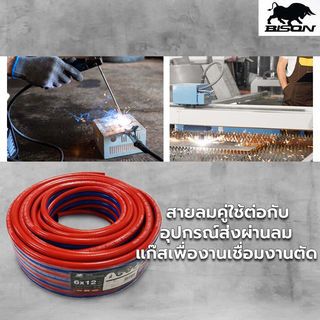 BISON สายลมคู่ 6x12 มม. 20 เมตร รุ่น PTWH0612-20 น้ำเงิน-แดง