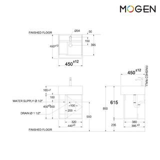 Mogen เคาน์เตอร์อ่างล้างหน้าแบบแขวน รุ่น LFU34045G ขนาด 45 ซม. สีน้ำตาลเข้ม