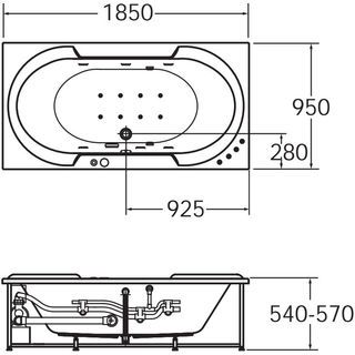 American Standard อ่างสปาระบบน้ำวน+อัดอากาศ (แบบฝัง) ไม่รวมก๊อก รุ่น Tizio 7292-WT