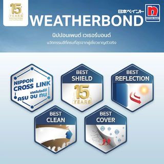 NIPPON PAINT สีน้ำภายนอก WEATHERBOND เนียน ขนาด 9 ลิตร เบส A