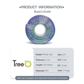 Tree O สายยาง พีวีซี เสริมใยแก้ว รุ่น PFH19-100 ขนาด 3/4  100M.