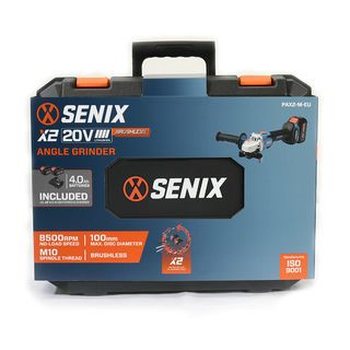 SENIX เครื่องเจียร์ไร้สาย ไร้แปรงถ่าน 4นิ้ว (100mm) 20V รุ่น  PAX2-M-EU พร้อมแบตเตอรี่ 4.0Ah 2ก้อน และแท่นชาร์ต1อัน