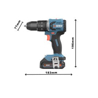 SENIX สว่านกระแทกไร้สาย ไร้แปรงถ่าน 13มม.20V รุ่น PDHX2-M2-EU พร้อมแบตเตอรี่ 2.0Ah 2ก้อน และแท่นชาร์ต1อัน