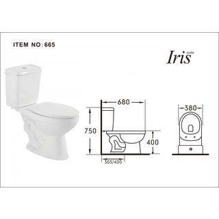 Iris สุขภัณฑ์สองชิ้นแบบกดบน 2 ระบบ รุ่น อลาโน่ IR-665