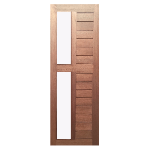 BEST สพ-ประตูไม้สยาแดง ทำร่องพร้อมกระจกฝ้า GS-57 80x200ซม.