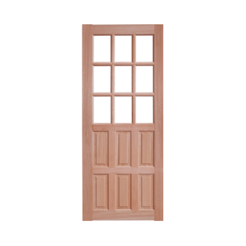 BEST ประตูไม้สยาแดง ลูกฟักพร้อมกระจกฝ้า GS-51 90x200ซม.