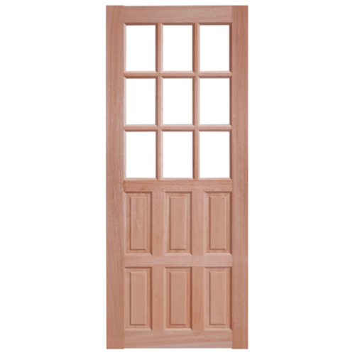 BEST ประตูไม้สยาแดง ลูกฟักพร้อมกระจกใส GS-51 80x200ซม.