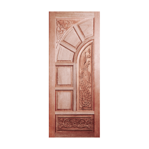 BEST ประตูไม้สยาแดง บานทึบลูกฟักแกะลาย GC-06 100x200ซม.
