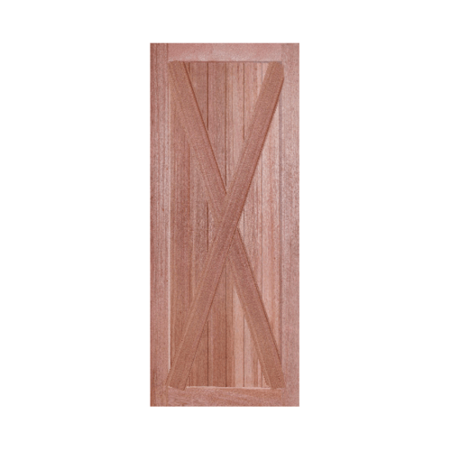 BEST ประตูไม้สยาแดง บานทึบทำร่องโรงนา GB-01P 90x220ซม.