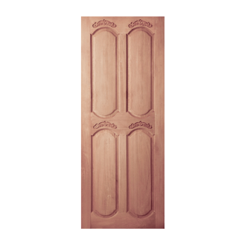 BEST ประตูไม้สยาแดง บานทึบ 4ฟักโค้ง GC-50 100x200ซม.