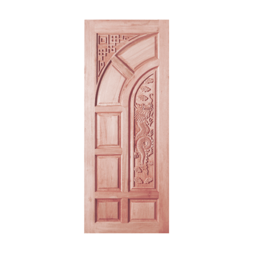 BEST สพ.ประตูไม้สยาแดงบานทึบลูกฟักแกะลาย  ขนาด 80x200 cm. ทำสี GC-03 