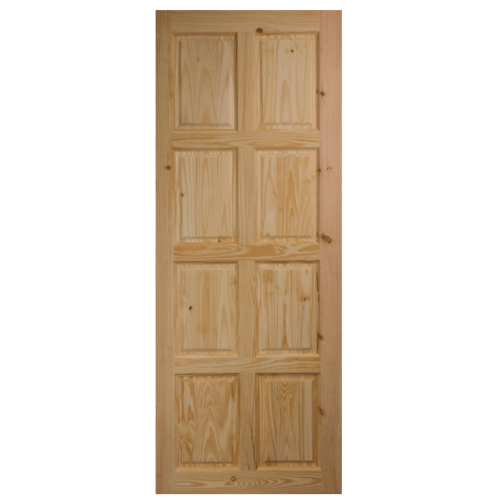ประตูไม้สน บานทึบ 8 ฟัก GS-48 110x205cm. BEST