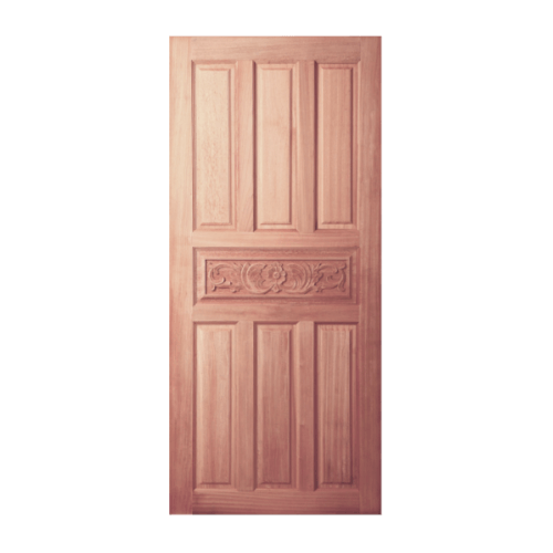 ประตูไม้สยาแดง บานทึบ 7ฟักแกะลาย GC-32 100x200cm. BEST