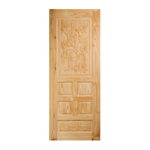 ประตูไม้สน บานทึบลูกฟักแกะลาย GC-34 80x200cm. BEST